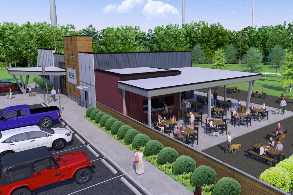 Design plans call for both an outdoor and indoor dog park; a bar and patio area; and space for day care and boarding services.